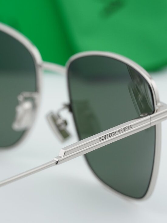 Bottega Veneta BV1237S 003 Square Sunglasses - Silver\\Green main image 7